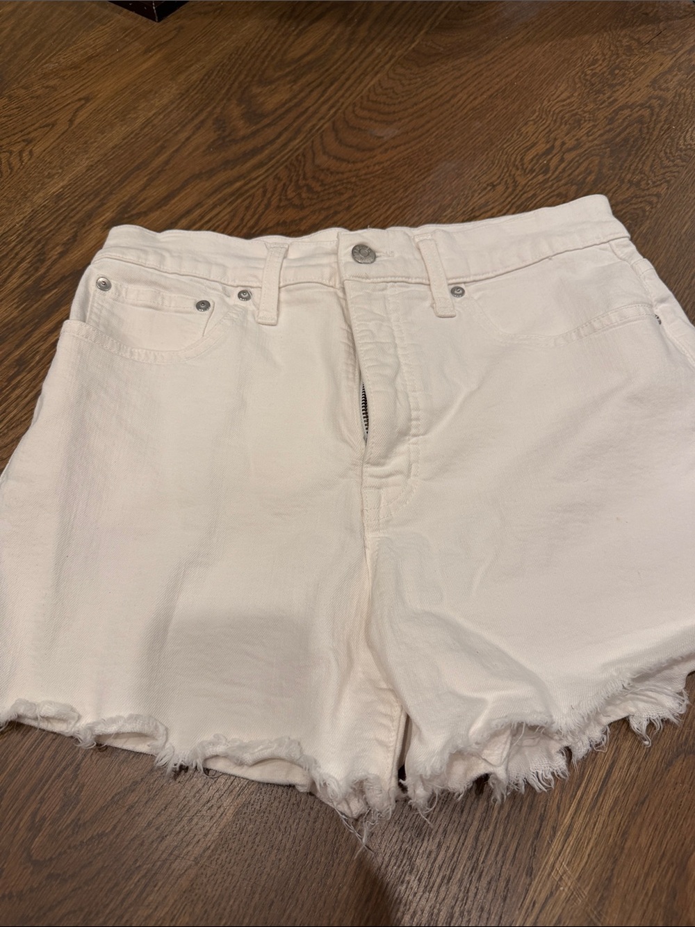 Madewell White Frayed Hem Denim Shorts